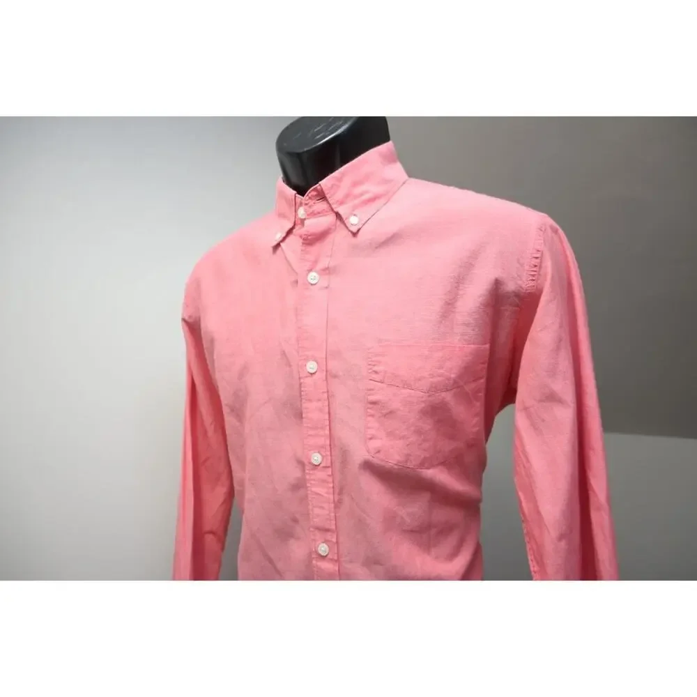 J Crew Light Weight Chambray Dress Shirt Pink Slim Fit Button Up Mens Medium